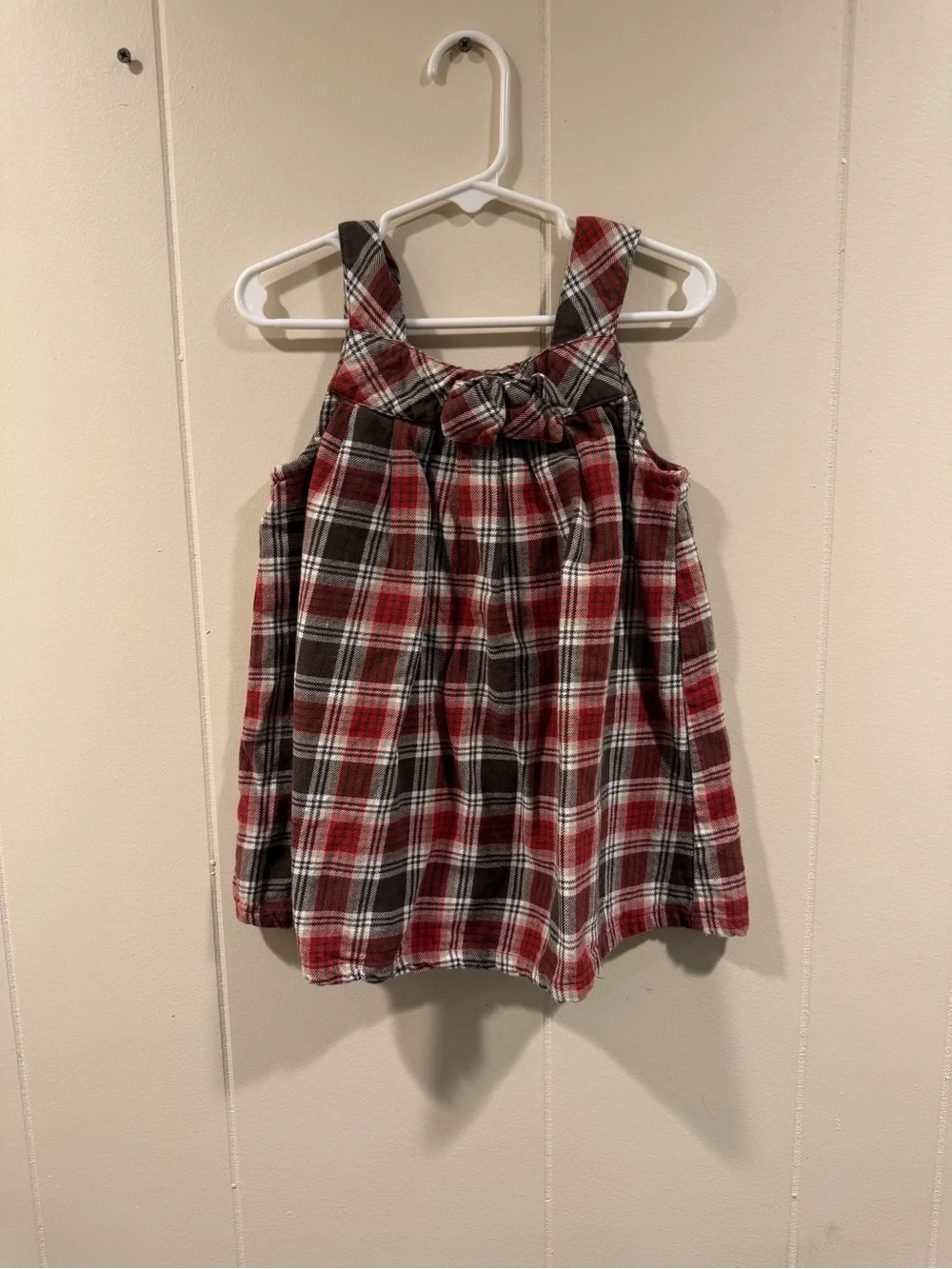 Gymboree Red and Black Plaid Bow-Front Tank Dress